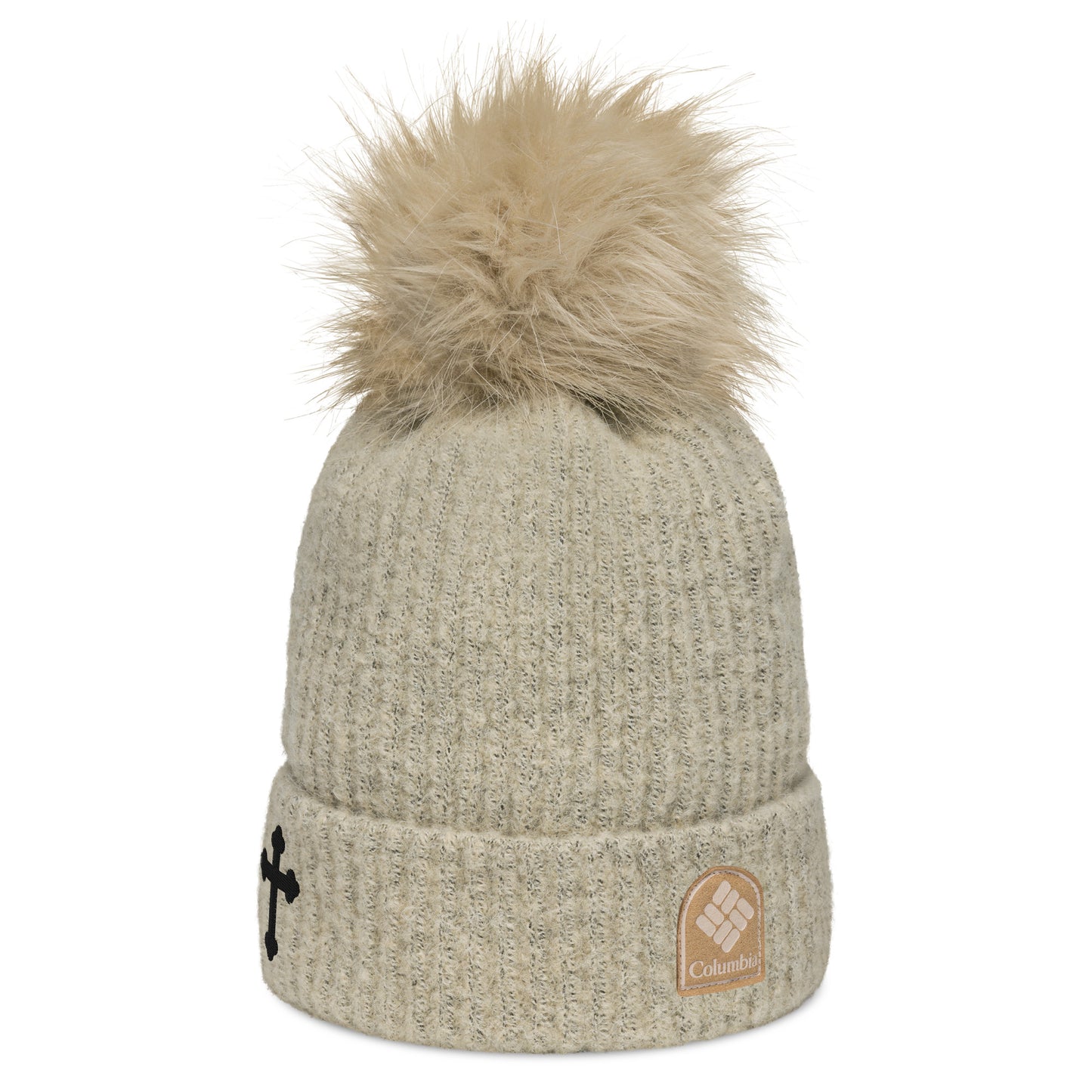 Women's Cross Pom-Pom Beanie